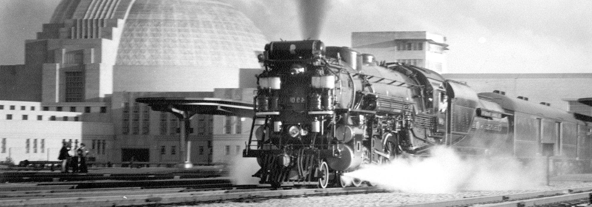 historic image of a train at union terminal